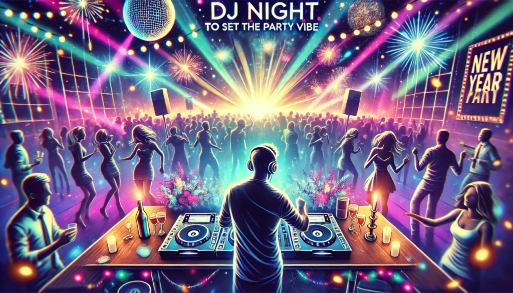 DJ performing energetic Bollywood and international hits at a New Year celebration in Coimbatore, Chennai, and Pondicherry, Tamil Nadu. Perfect for partygoers in Vellore and Kanyakumari.